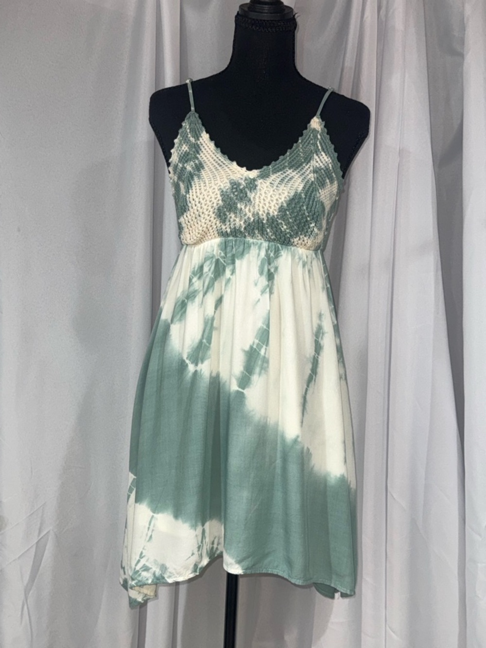 Ocean Drive Sage & White Tie-Dye Knit Bust Mini Dress